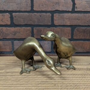 Pair Of Brass Geese
